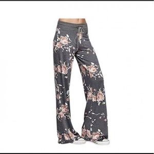 Comfy Stretch Floral Print Drawstring Lounge Pants